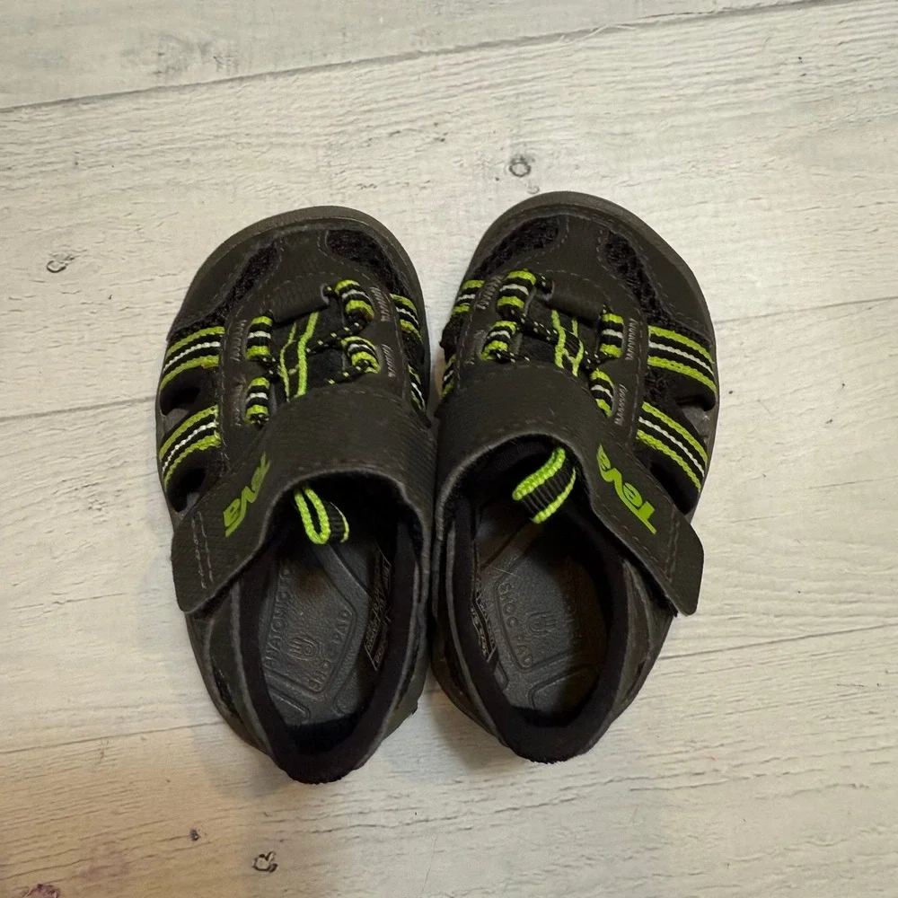 Teva baby toddler water sport sandals black‎ green size 2